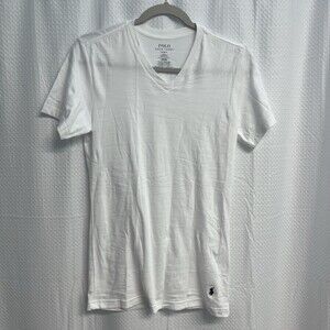 Polo Ralph Lauren White V Neck Pony T Shirt Slim Fit Small Preppy Minimalist